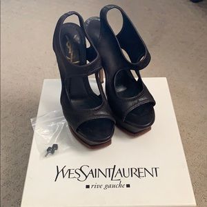 YSl brown leather heels